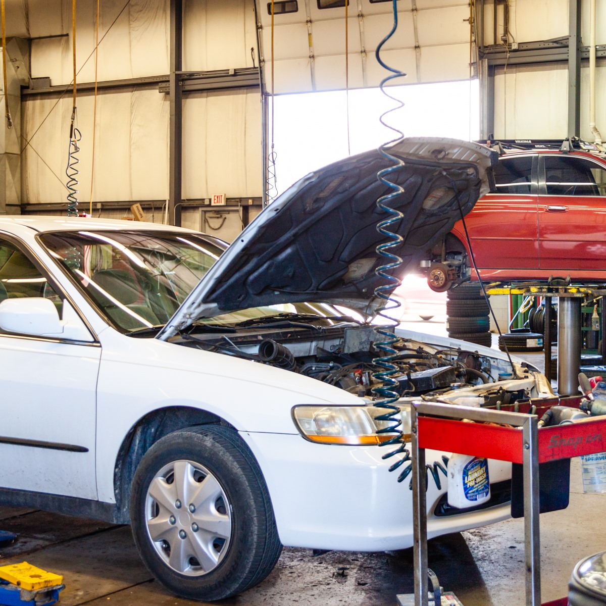 White Car Engine Repair